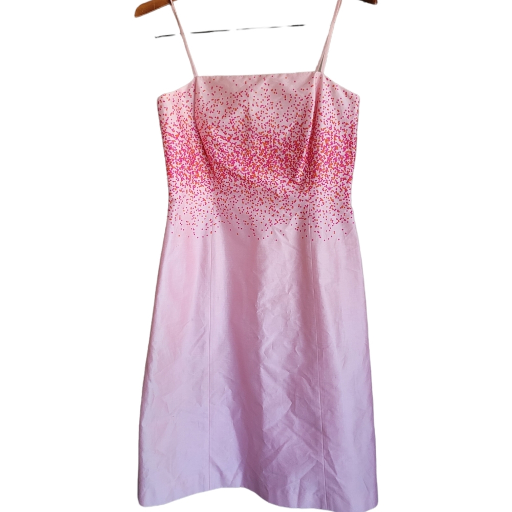 ANN TAYLOR Pink On Pink Confetti Detail Spagetti Strap Sundress Sz 4